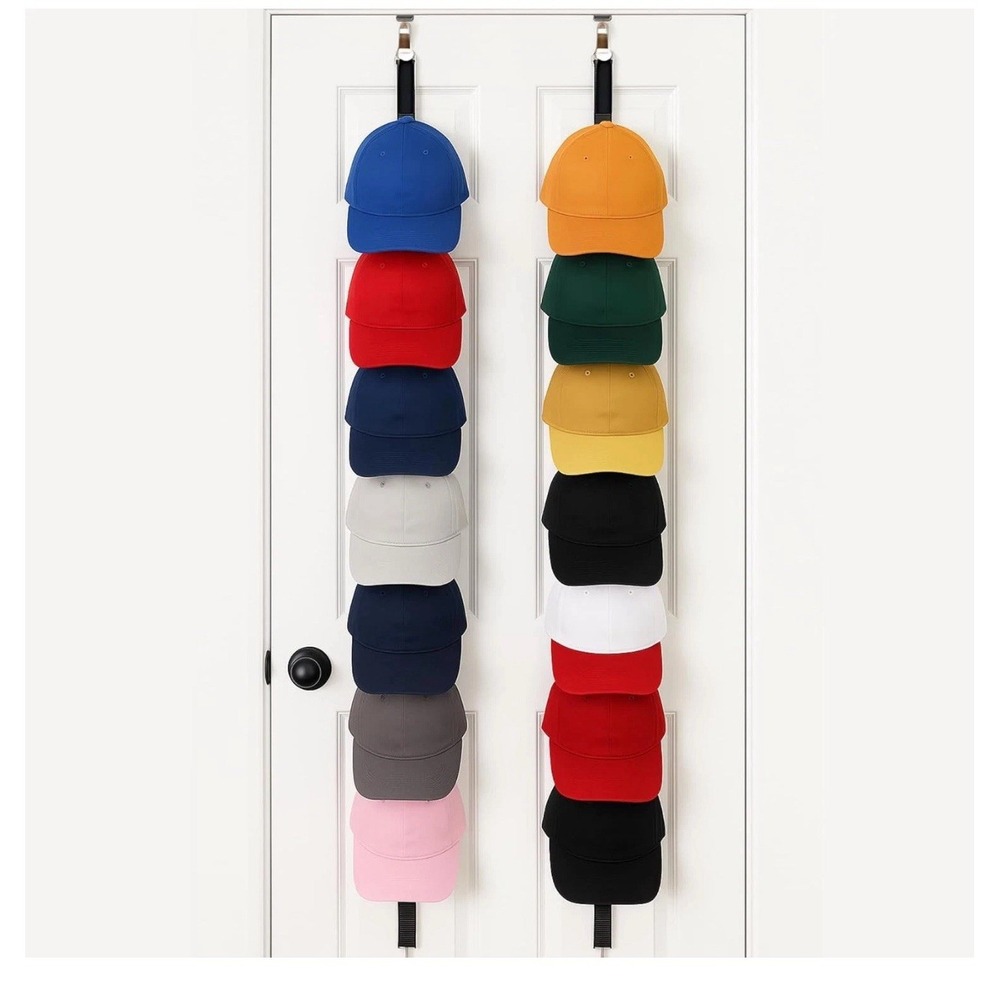 Jokari Over the Door Cap Rack Organizer 2 Pack Holds Up to 16 Baseball Hats Hat